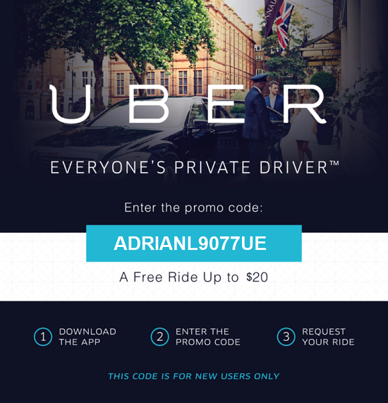 Uber promo code "ADRIANL9077UE" for $20 Free Credit | Uber ...